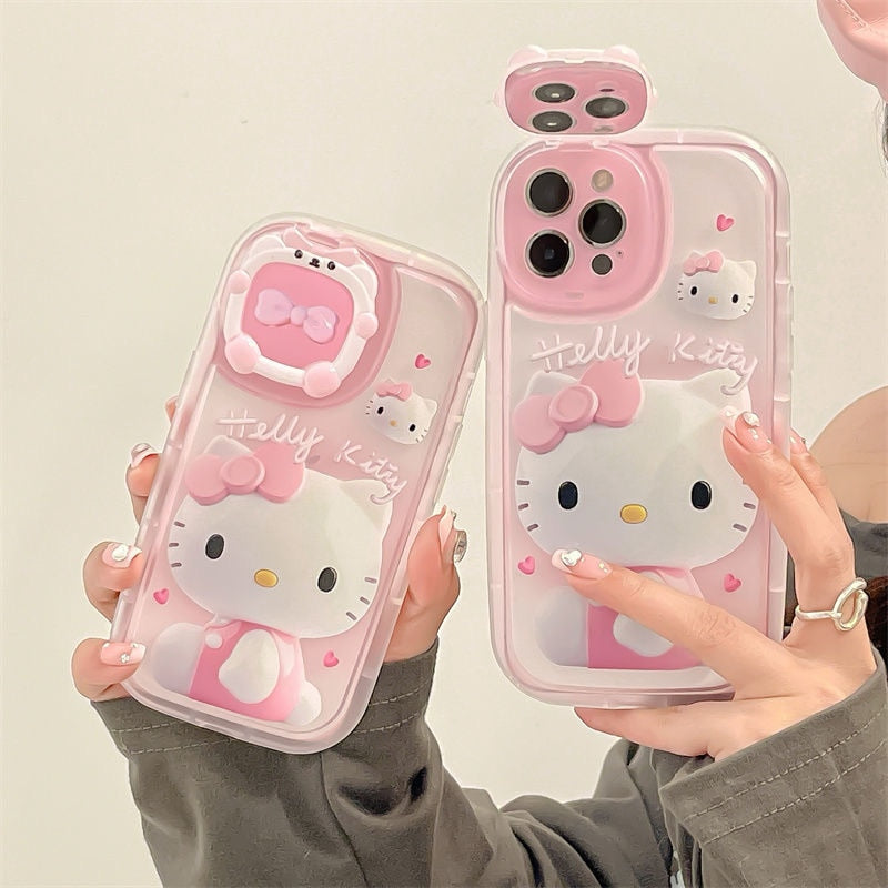 Hello Kitty Makeup Mirror Phone Case and Stand for iPhones