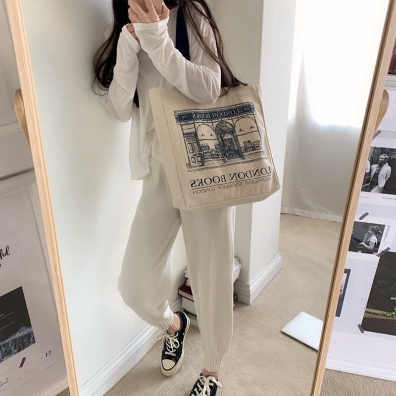 London Books Canvas Shoulder Bag