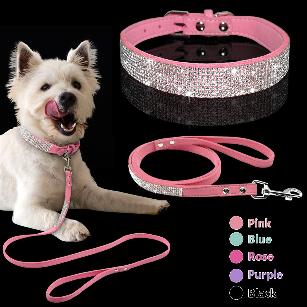 Rhinestone Pet Collar and Leash Set