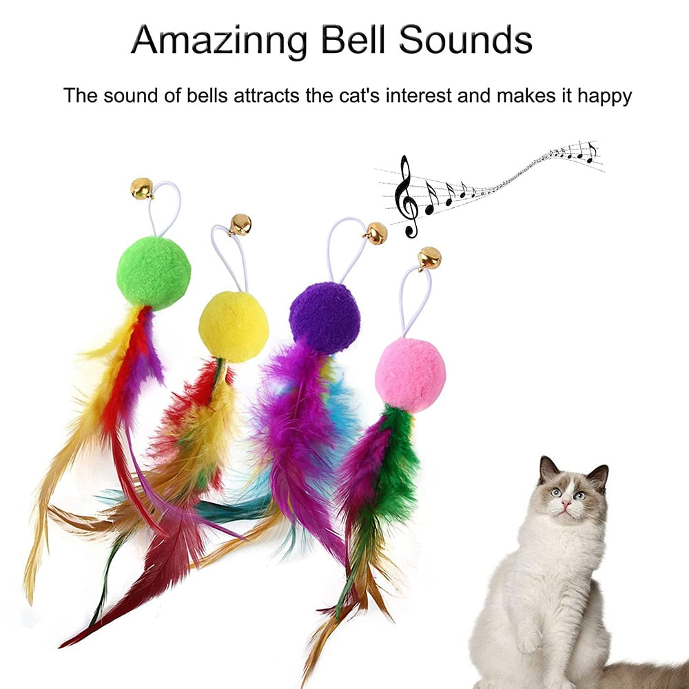 Retractable Cat Feather Toy Set