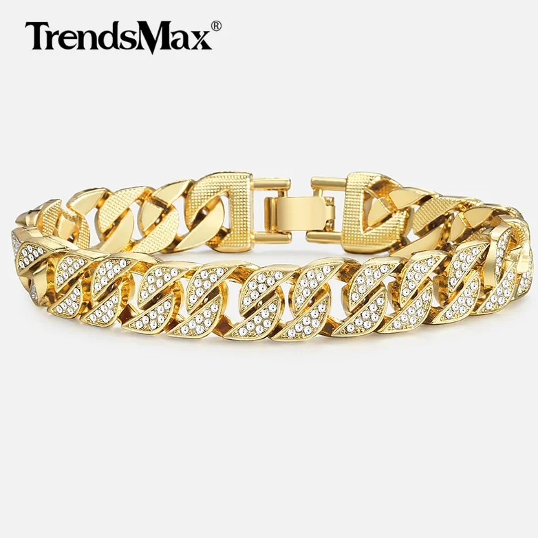 Miami Curb Cuban Chain Gold Bracelet For Men