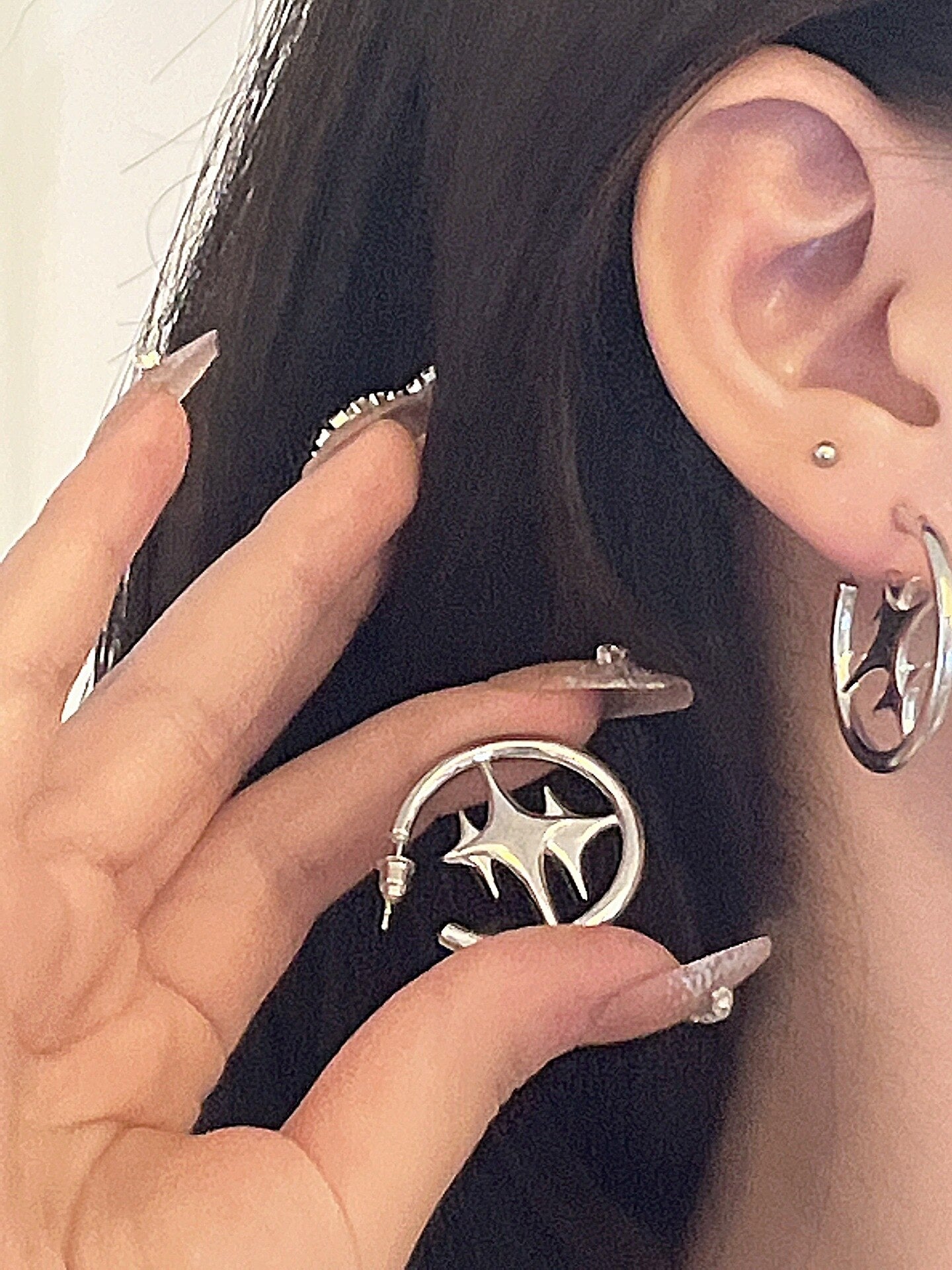 Korean Star Cross Earrings