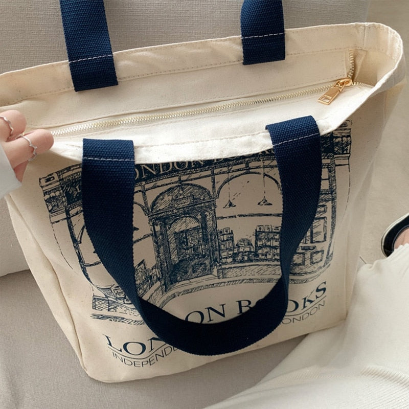 London Books Canvas Shoulder Bag