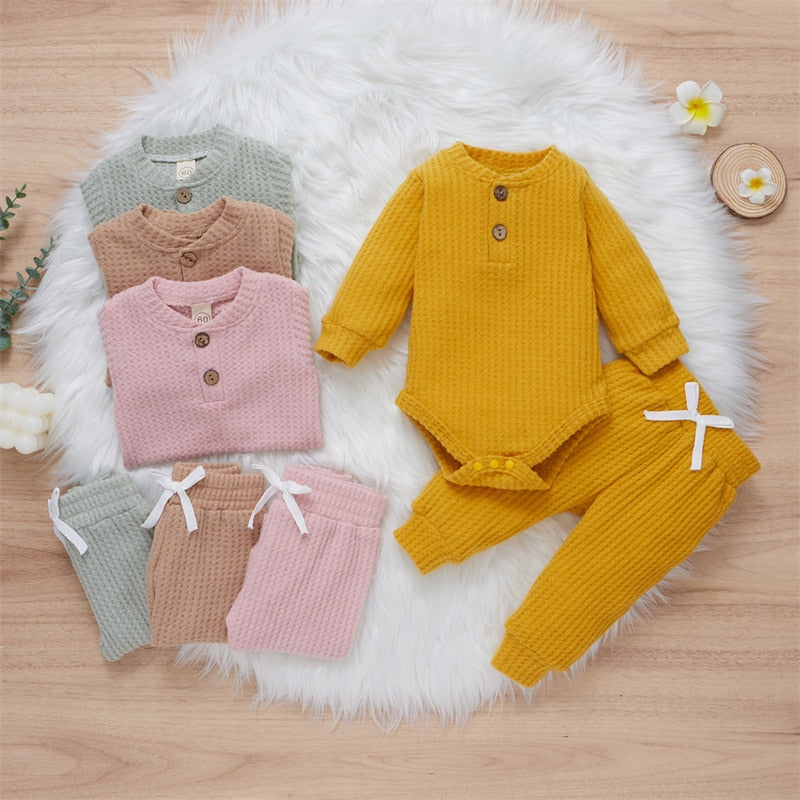 2 Pcs Suit Long Sleeve Romper and Pants