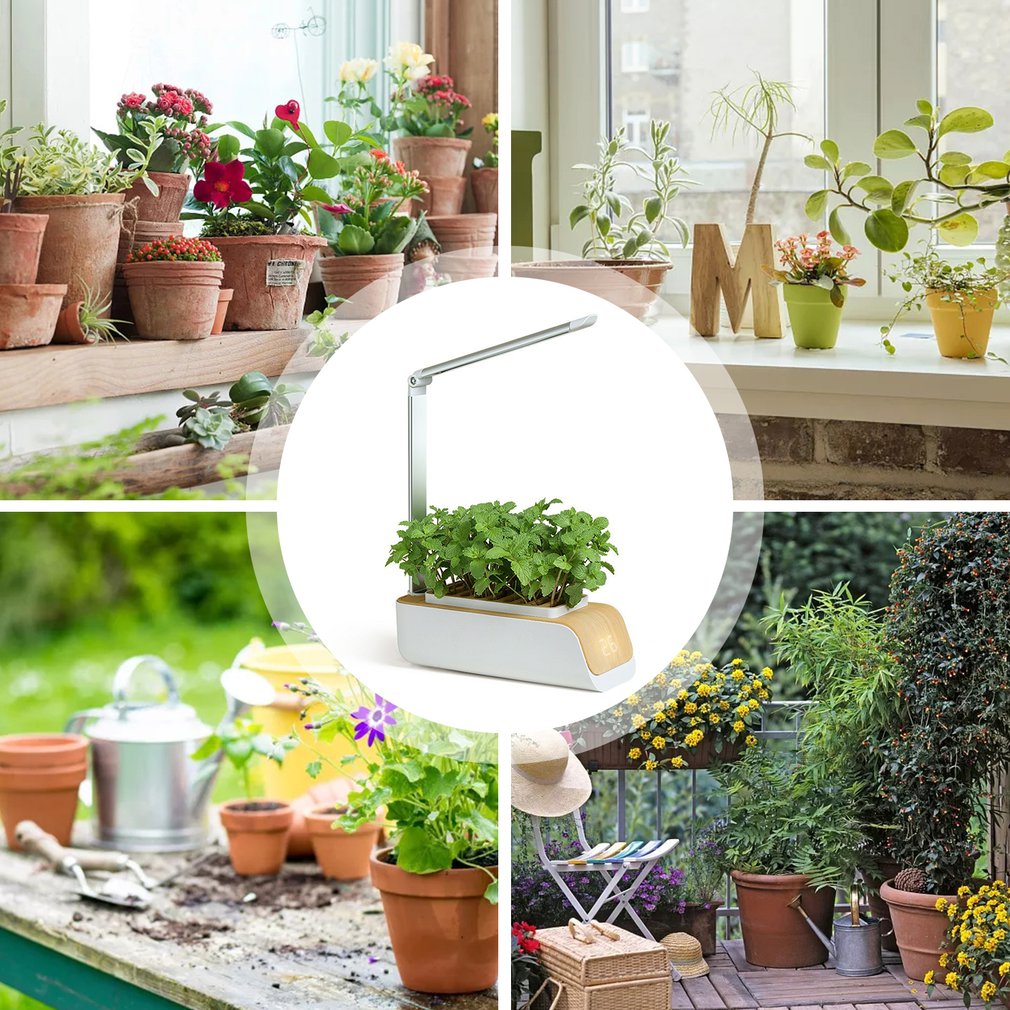 Self-Watering Flower Pot with Grow Light