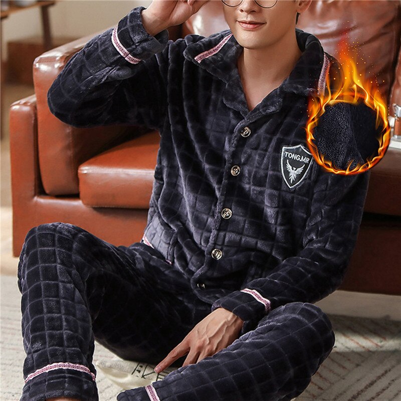 Mens Coral Fleece Sleepwear Pajamas