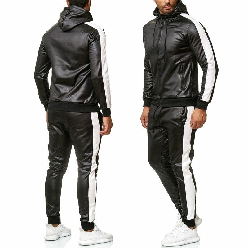 Hooded Leather Sweatsuit