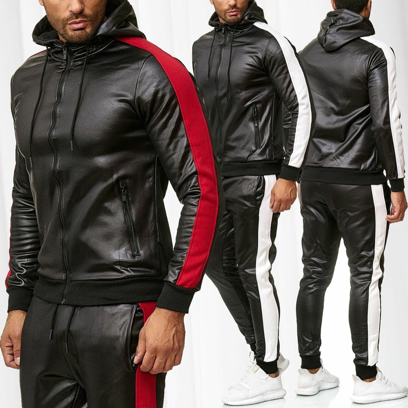 Hooded Leather Sweatsuit