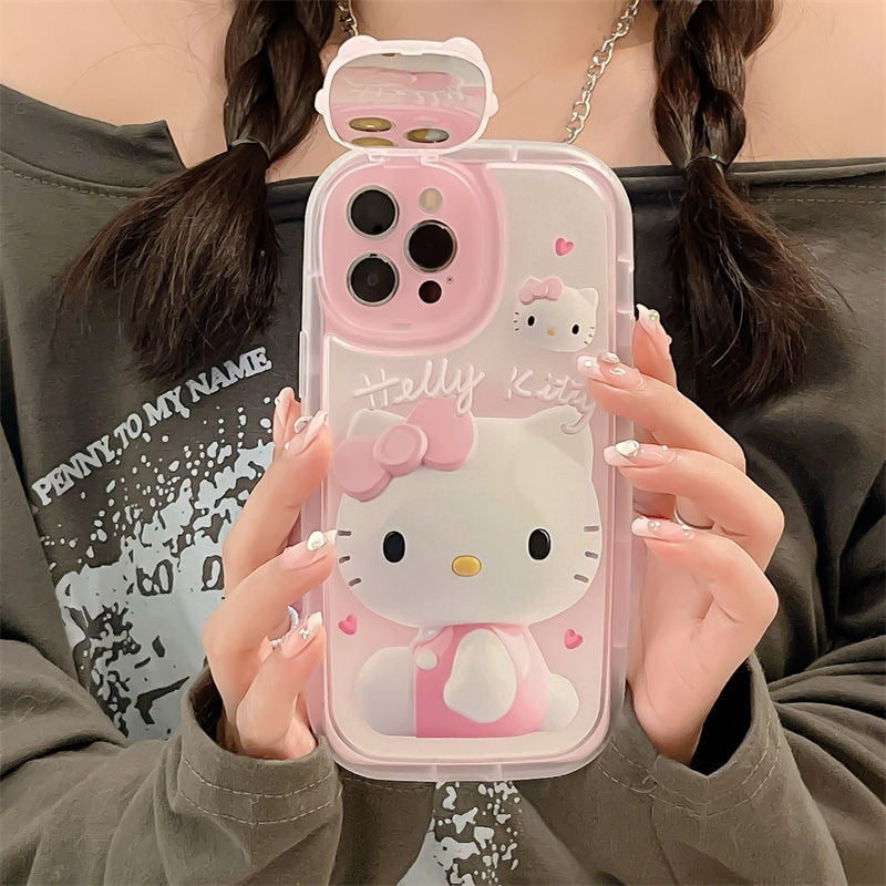 Hello Kitty Makeup Mirror Phone Case and Stand for iPhones