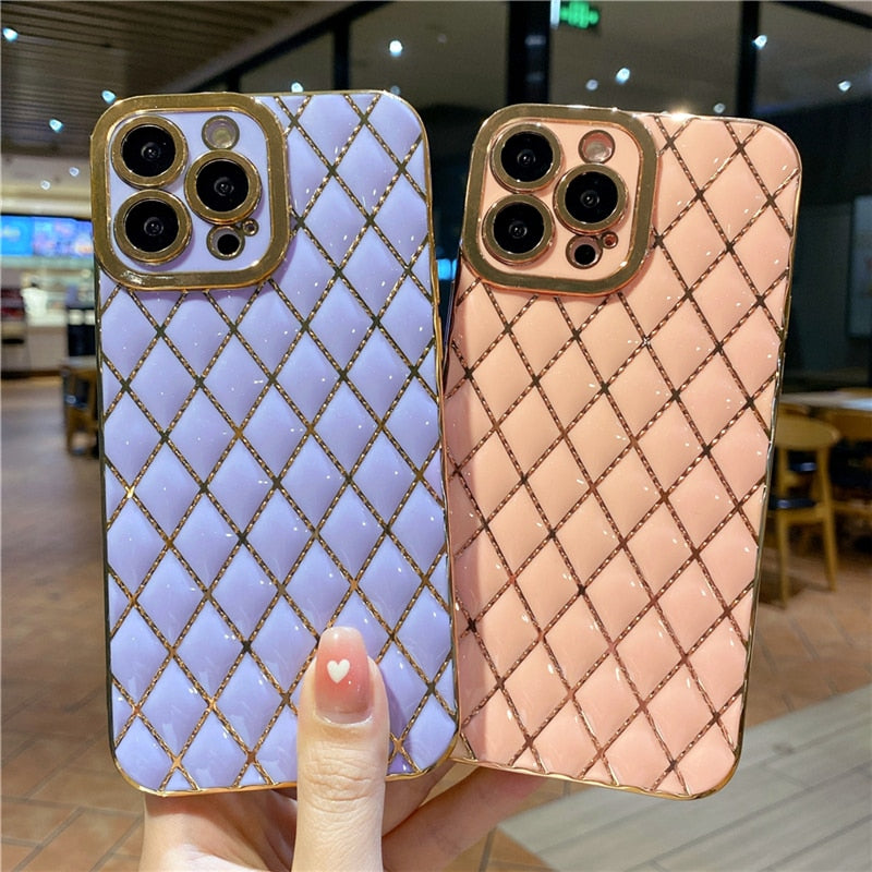 Square Plating Lens Protective Phone Cases