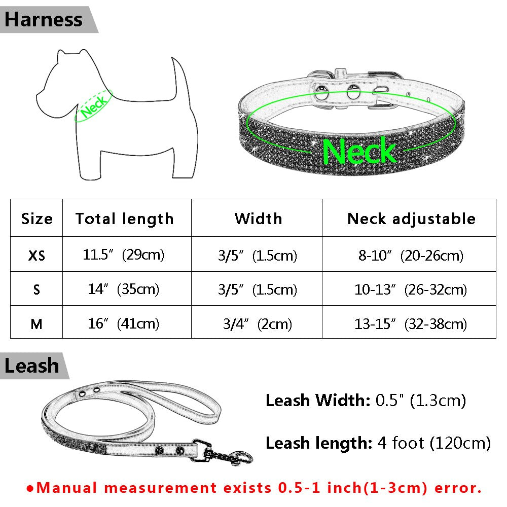 Rhinestone Pet Collar and Leash Set