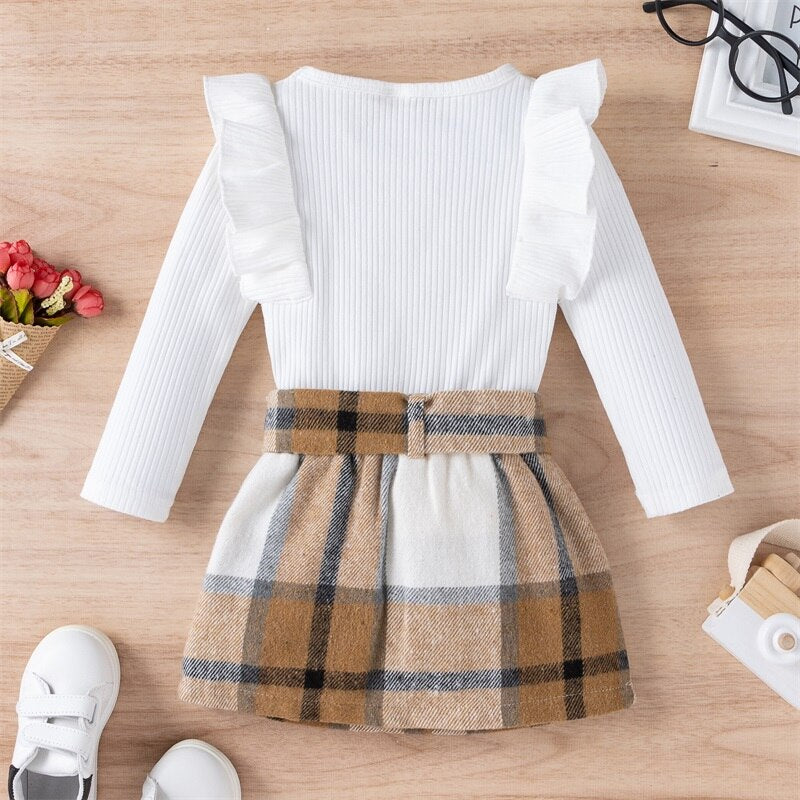 Ribbed Plaid Outfit Set