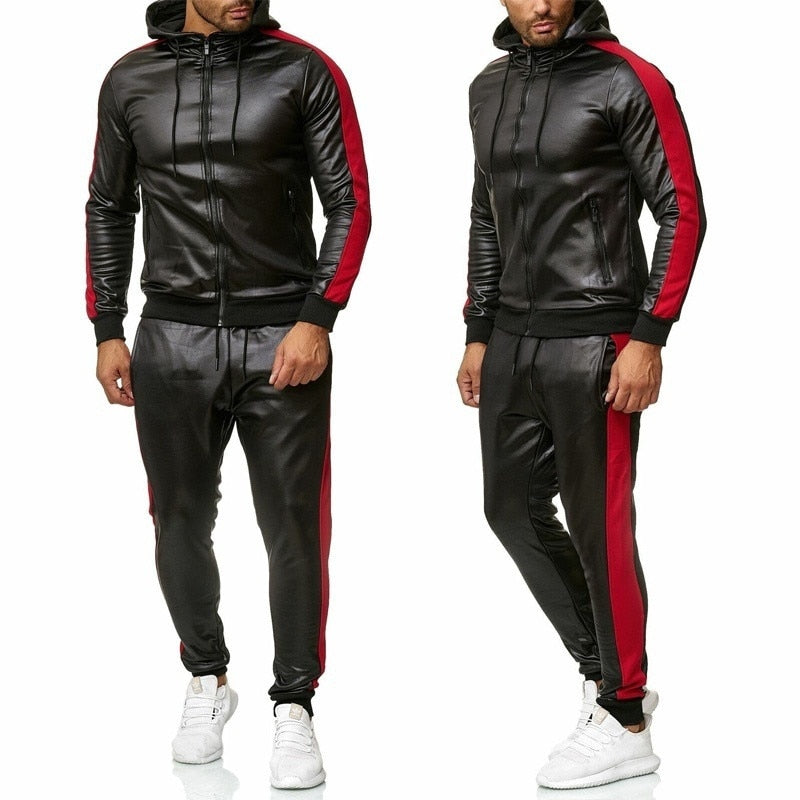 Hooded Leather Sweatsuit